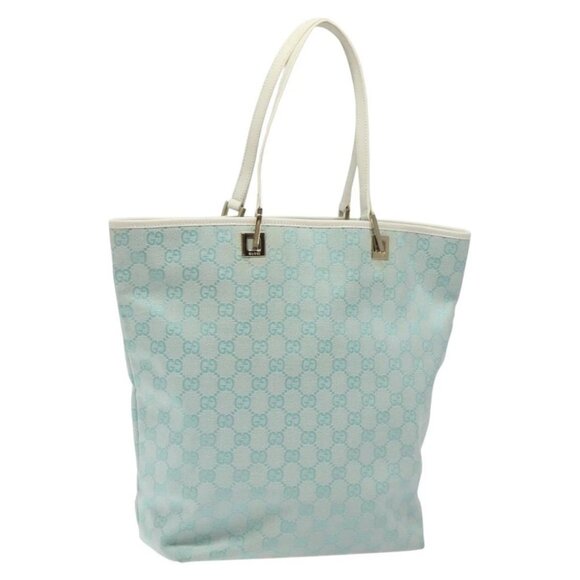 GUCCI GG Canvas Tote Bag Blue Gold 002 1098 Auth 125400 - Picture 1 of 16